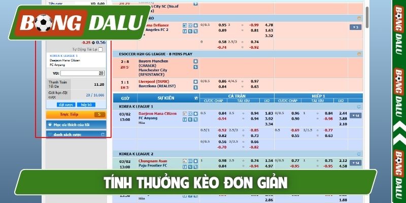 Tính thưởng kèo đơn giản